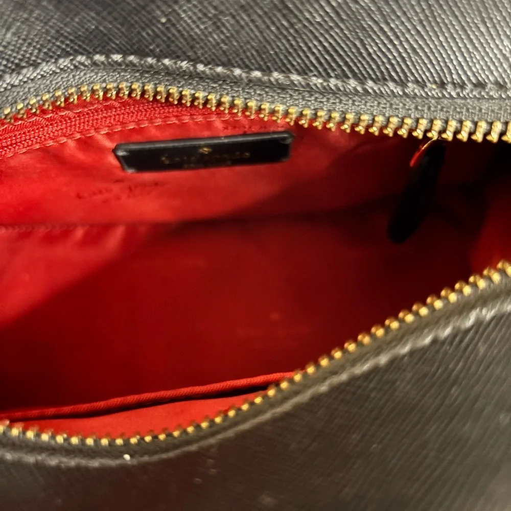 Kate Spade New York Madison Lip Toss small satchel in black saffiano leather